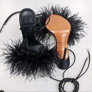 VERT OSTRICH FEATHER MULE SANDALS from Kandee